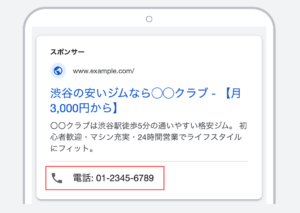 Googleリスティング広告の表示オプション：電話番号
