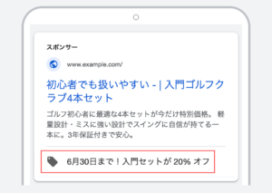 Googleリスティング広告の表示オプション：プロモーション